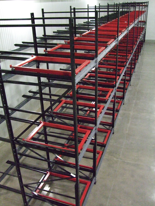 Push back pallet rack installation